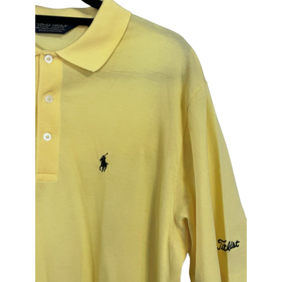 Polo Golf Ralph Lauren Titleist AIGA Short Sleeve Shirt Size Large Cotton Yellow - Picture 5 of 6